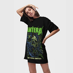 Футболка женская длинная Pantera green череп, цвет: 3D-принт — фото 2
