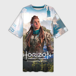 Футболка женская длинная Aloy Элой Horizon, цвет: 3D-принт