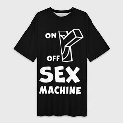 Футболка женская длинная SEX MACHINE Секс Машина, цвет: 3D-принт