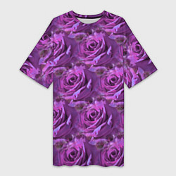 Женская длинная футболка Фиолетовые цветы паттерн