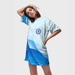 Футболка женская длинная Chelsea FC челси фк, цвет: 3D-принт — фото 2
