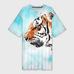 Женская длинная футболка Tiger paints