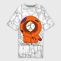 Футболка женская длинная Мультфильм Южный парк Кенни South Park, цвет: 3D-принт