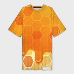 Футболка женская длинная Мёд от пчёл, цвет: 3D-принт