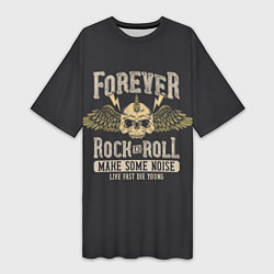 Футболка женская длинная FOREVER ROCK AND ROLL, цвет: 3D-принт
