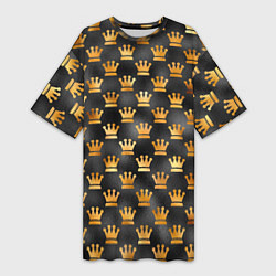 Футболка женская длинная Короны в золоте, цвет: 3D-принт