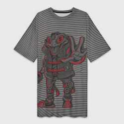 Футболка женская длинная Позитивная лягуха, цвет: 3D-принт