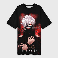 Футболка женская длинная Tokyo Ghoul Токийский Гуль Who am I, цвет: 3D-принт