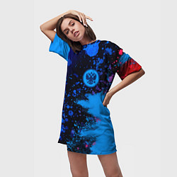 Футболка женская длинная РОССИЯ - ГЕРБ - Арт 6, цвет: 3D-принт — фото 2