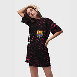 Футболка женская длинная БАРСЕЛОНА Barcelona Sport - Потертости, цвет: 3D-принт — фото 2
