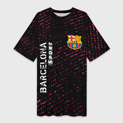 Футболка женская длинная БАРСЕЛОНА Barcelona Sport - Потертости, цвет: 3D-принт