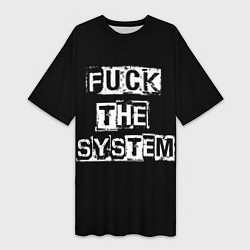 Футболка женская длинная FACK THE SYSTEM, цвет: 3D-принт