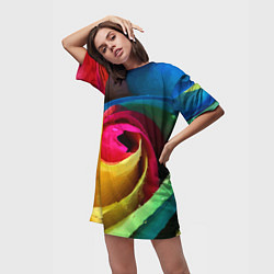 Футболка женская длинная Роза fashion 2022, цвет: 3D-принт — фото 2
