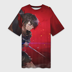 Футболка женская длинная Красивый Хяккимару, цвет: 3D-принт