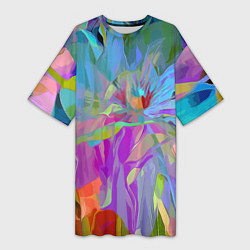 Футболка женская длинная Abstract color pattern Summer 2022, цвет: 3D-принт