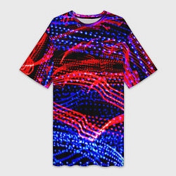 Футболка женская длинная Neon vanguard pattern 2022, цвет: 3D-принт