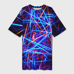 Футболка женская длинная Neon pattern Fashion 2055, цвет: 3D-принт