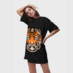 Футболка женская длинная Символ тигра, цвет: 3D-принт — фото 2