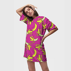 Футболка женская длинная Banana pattern Summer Color, цвет: 3D-принт — фото 2