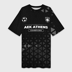 Футболка женская длинная AEK Athens Форма Чемпионов, цвет: 3D-принт