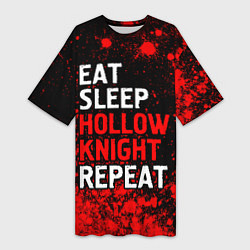 Футболка женская длинная Eat Sleep Hollow Knight Repeat Арт, цвет: 3D-принт