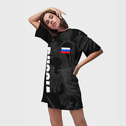 Футболка женская длинная RUSSIA - BLACK EDITION, цвет: 3D-принт — фото 2
