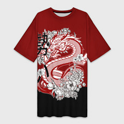 Футболка женская длинная Китайский Дракон Символ Добра, цвет: 3D-принт