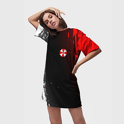 Футболка женская длинная Resident evil амбрелла, цвет: 3D-принт — фото 2