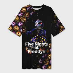 Футболка женская длинная Five Nights at Freddys Луна паттерн, цвет: 3D-принт