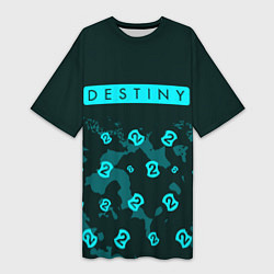 Футболка женская длинная DESTINY 2 - Камуфляж, цвет: 3D-принт