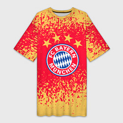 Футболка женская длинная Bayern munchen красно желтый фон, цвет: 3D-принт
