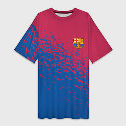 Футболка женская длинная Barcelona маленькое лого, цвет: 3D-принт