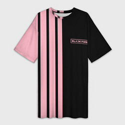 Женская длинная футболка BLACKPINK HALF BLACK-PINK MINI LOGO