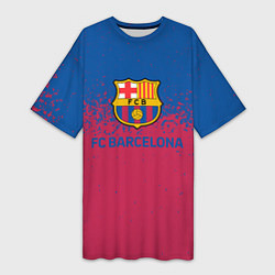 Футболка женская длинная Fc barcelona, цвет: 3D-принт