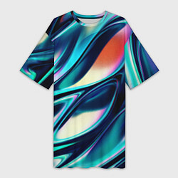 Футболка женская длинная Abstract Wave, цвет: 3D-принт