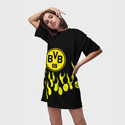Футболка женская длинная Borussia пламя, цвет: 3D-принт — фото 2
