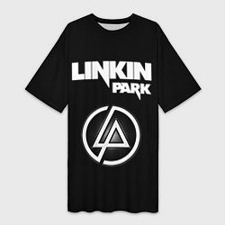 Футболка женская длинная Linkin Park логотип и надпись, цвет: 3D-принт