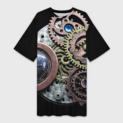 Футболка женская длинная Mechanism of gears in Steampunk style, цвет: 3D-принт