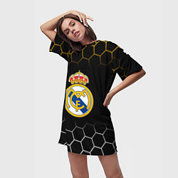 Футболка женская длинная Real madrid соты, цвет: 3D-принт — фото 2
