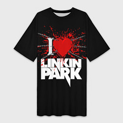 Футболка женская длинная Linkin Park Сердце, цвет: 3D-принт