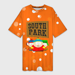 Женская длинная футболка Южный Парк на фоне кружков