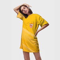 Футболка женская длинная Sevilla желтая абстракция, цвет: 3D-принт — фото 2