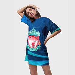 Футболка женская длинная Liverpool Абстракция, цвет: 3D-принт — фото 2