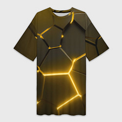 Женская длинная футболка Золотые неоновые геометрические плиты