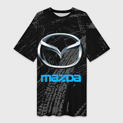 Женская длинная футболка Mazda - следы шин