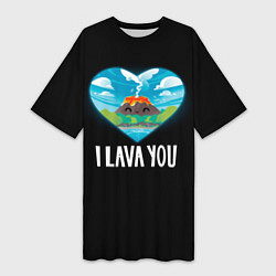 Футболка женская длинная I lava you я лава ю, цвет: 3D-принт