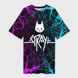 Футболка женская длинная Stray - neon, цвет: 3D-принт