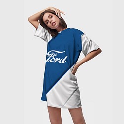 Футболка женская длинная Ford - СИНЯЯ ПОЛОСА, цвет: 3D-принт — фото 2