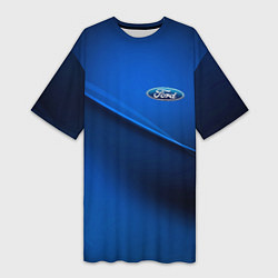 Футболка женская длинная Ford - синяя абстракция, цвет: 3D-принт