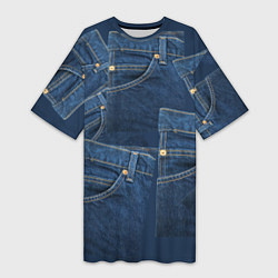 Футболка женская длинная Джинсовка jeans, цвет: 3D-принт